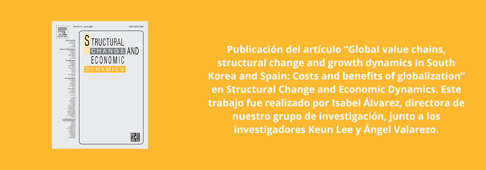 Publicación de Isabel Álvarez en la revista Structural Change and Economic Dynamics